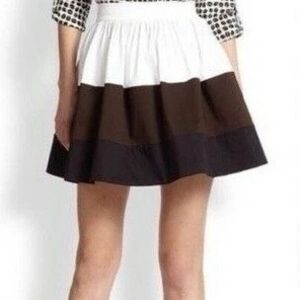Kate Spade White, Brown, and Black Skater Skirt